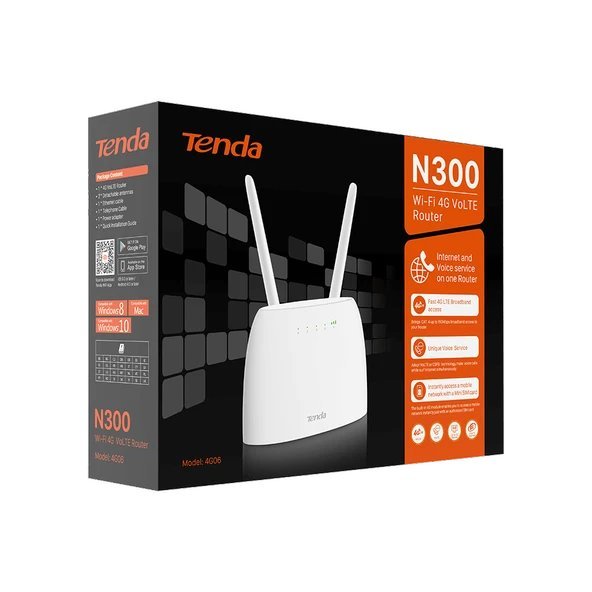 NET-TENDA 4G06 N300 Wİ-Fİ 4G VOLTE 3 PORT ANTENLİ ROUTER