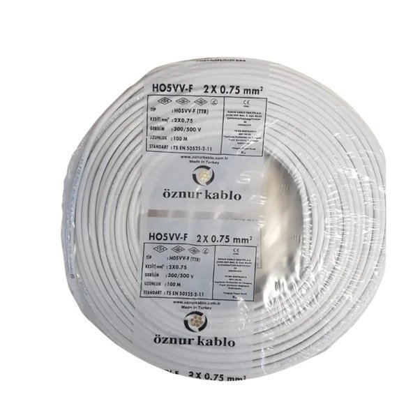 2X0,75 MM H05VV-F TTR KABLO BEYAZ