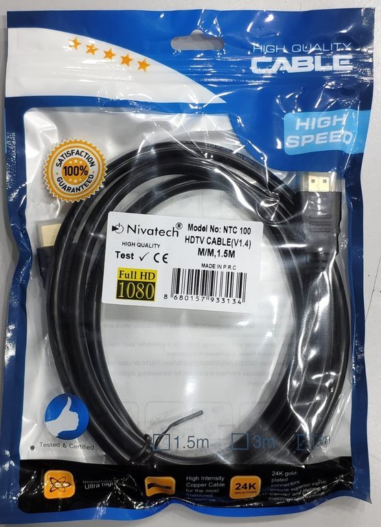 ntc100 hdmı nivatech 1,5 mt ntc 100 hdmı v1,4 kablo
